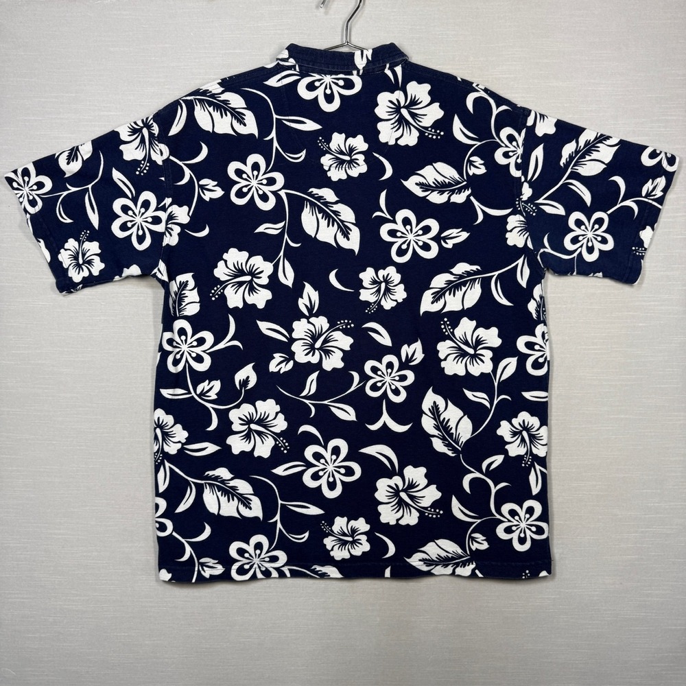Vintage Crazy Shirts Hawaiian Polo Mens Large Blue Short Sleeve Floral Knit USA - Picture 2 of 11